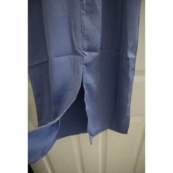 WeWoreWhat WWD18-1 Women's Sz 0 Slate Blue Cowl Midi Satin Charmeuse Dress - Picture 5 of 14